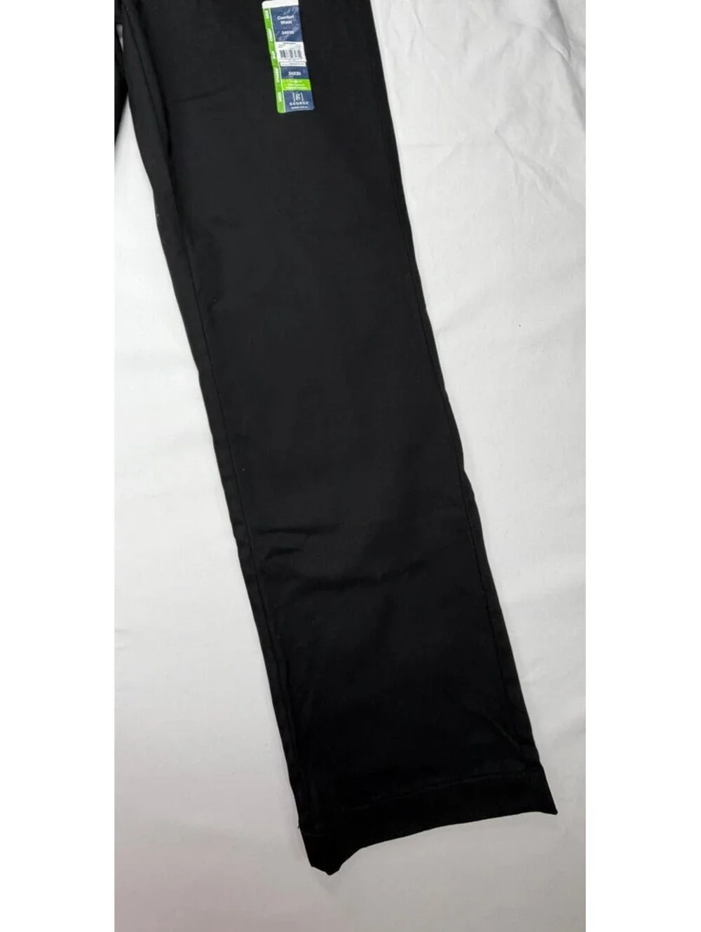 George Men's Khaki Pants Straight Leg Stretch Flat Front Size 34 Black NWT